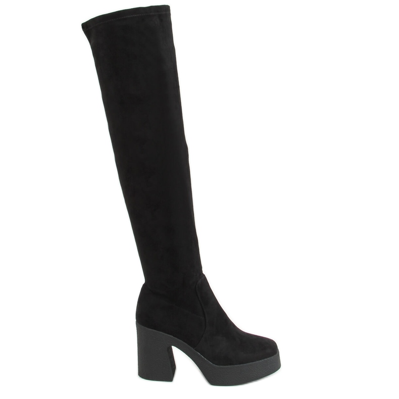 Over-the-knee boots on rubber heel black ST-58P Black
