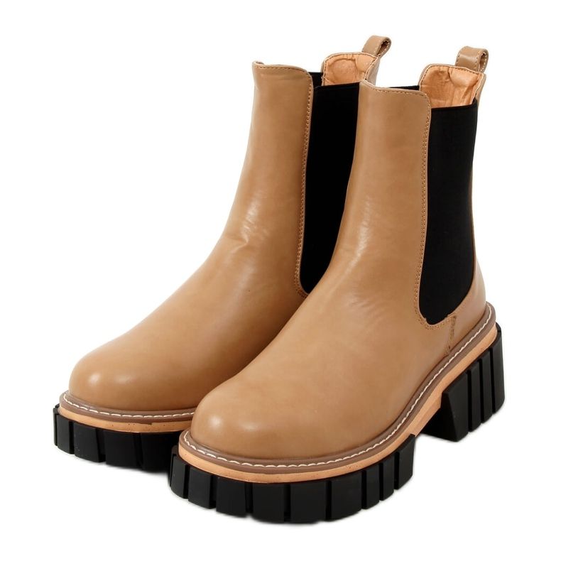 Ladies' beige Chelsea boots NS228P LT.KHAKI