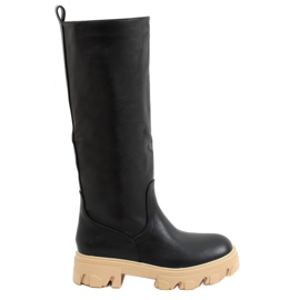 Black boots with thick soles QT21P Black Black boots with thick soles QT21P Black