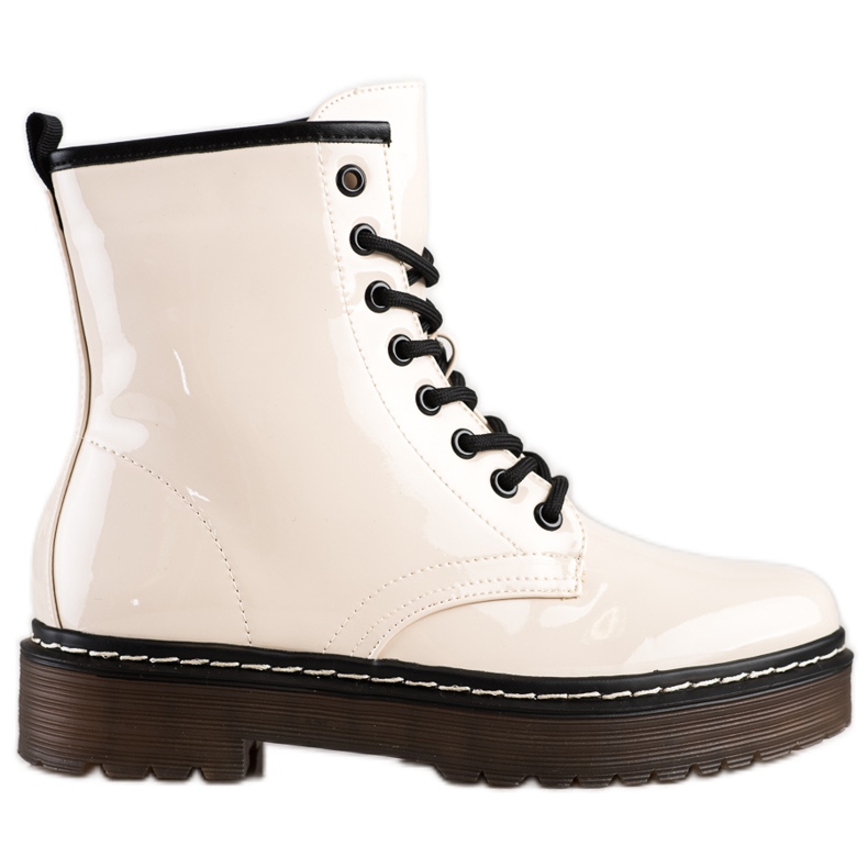 SHELOVET Beige Worker Boots With Fur