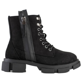 Cm Paris Black Trappers With Decorative Zipper