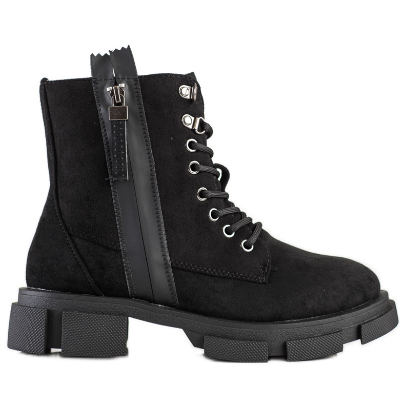 Cm Paris Black Trappers With Decorative Zipper