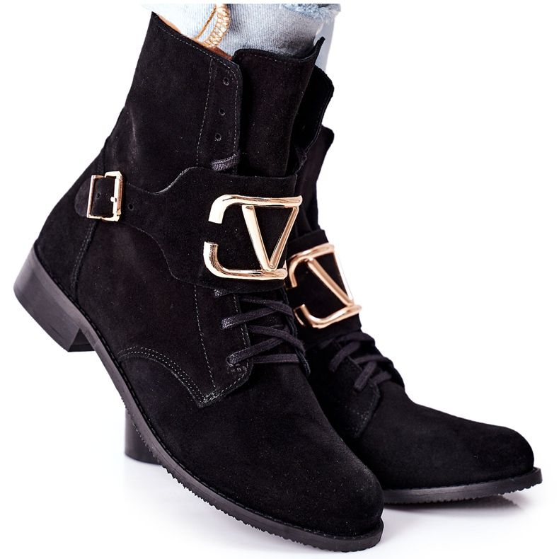 Women's Suede Black Boots Nicole 2676