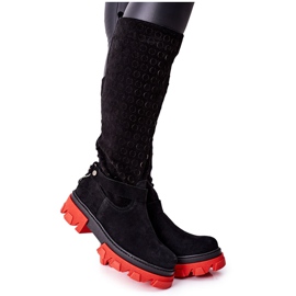 Lewski Shoes Women's Leather Boots Lewski Black Suede 2866