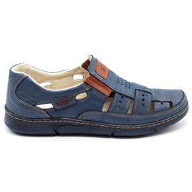Olivier Men's openwork 601 shoes for summer navy blue Olivier Men's openwork 601 shoes for summer navy blue