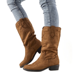 Camel LuckyShoes cowboy boots brown