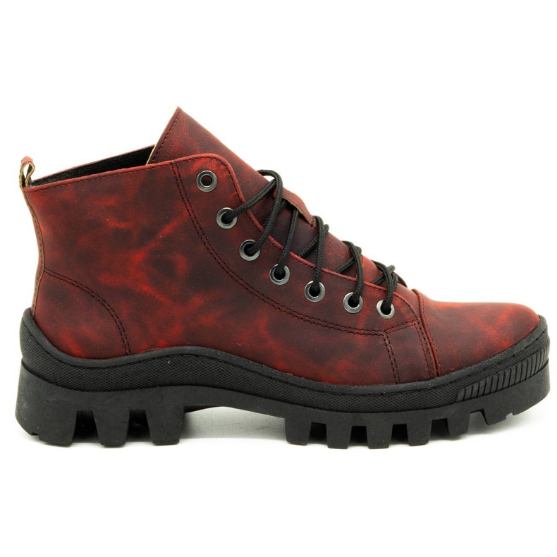 Polbut Leather boots for women D1 burgundy claret