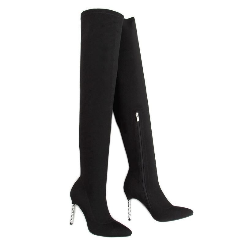 Black over-the-knee boots on a high heel sock TM032 Black