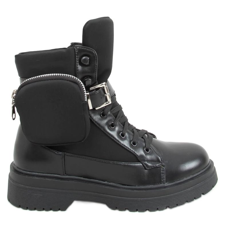 Military boots with a purse black A9876 Black