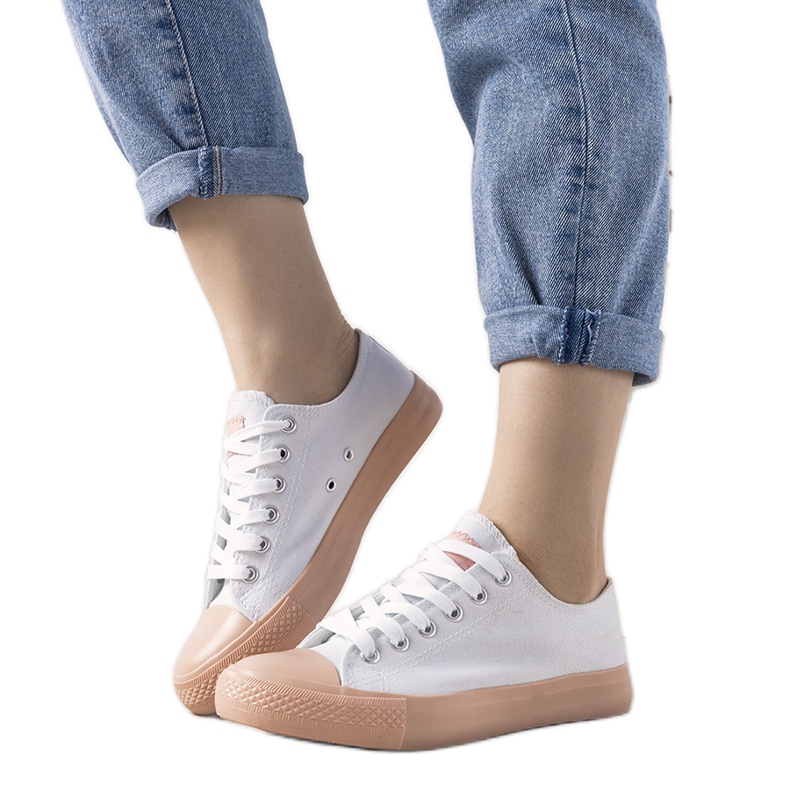 Senor women's white and pink sneakers