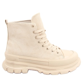 Women's beige sneakers 85-730 Beige
