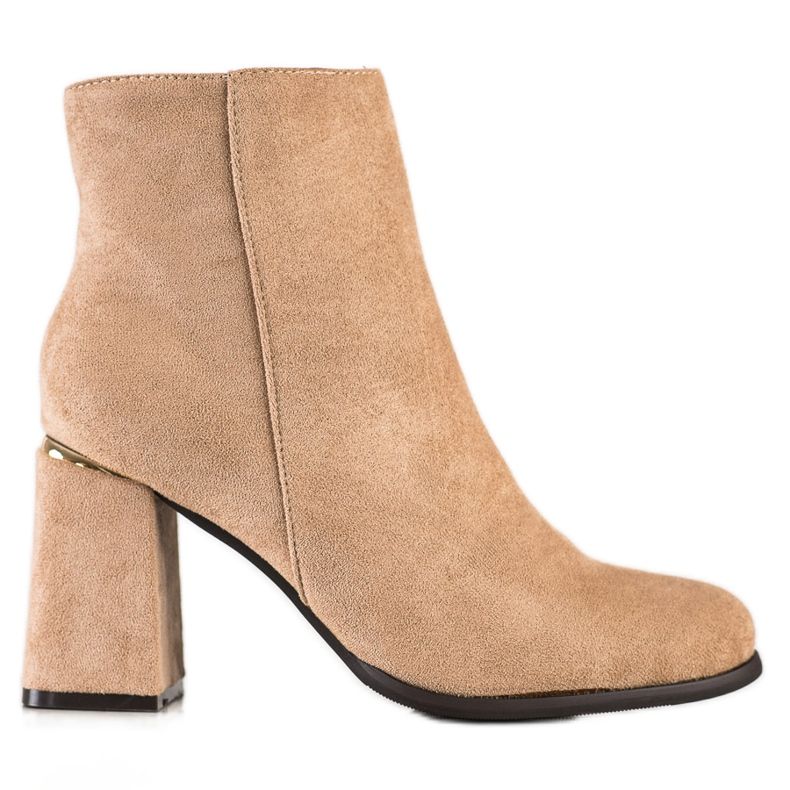 SHELOVET Suede high-heeled boots beige