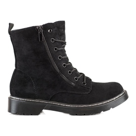 SHELOVET Black Trappers With Decorative Zipper