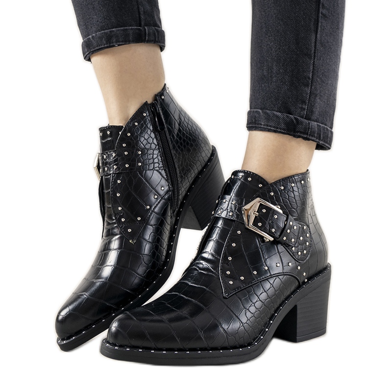 Black ankle boots with Montiana buckle