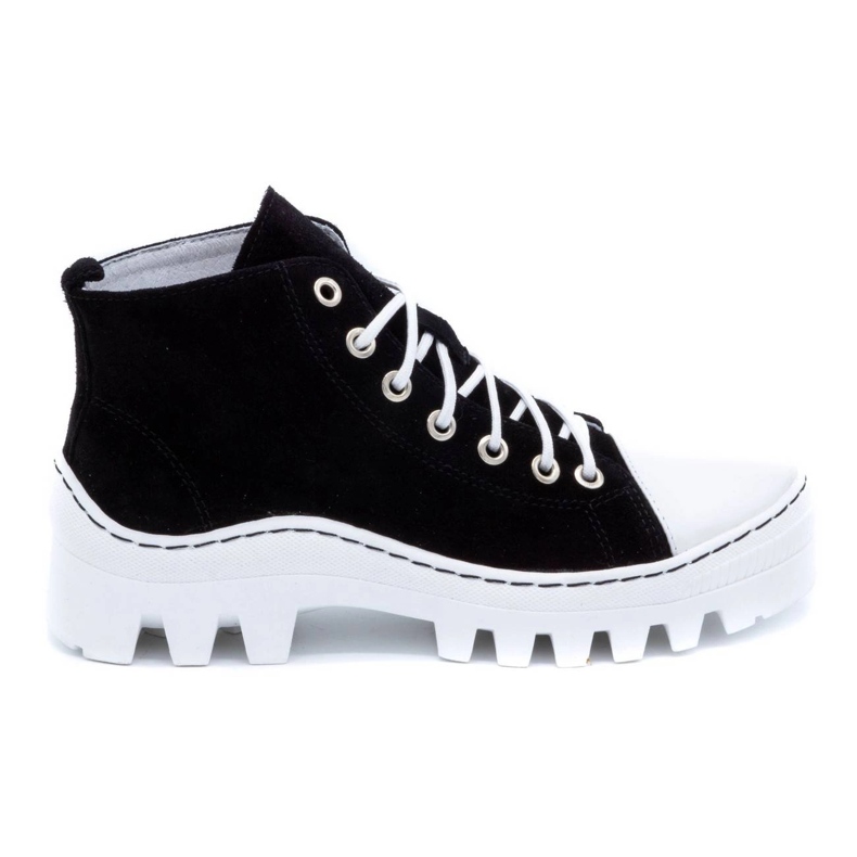 Polbut Leather women's ankle boots D1 black pearl
