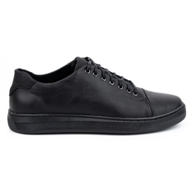 Polbut Men's leather shoes 2109 black fleece