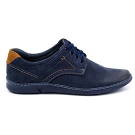 KOMODO Men's casual leather shoes 858K navy blue