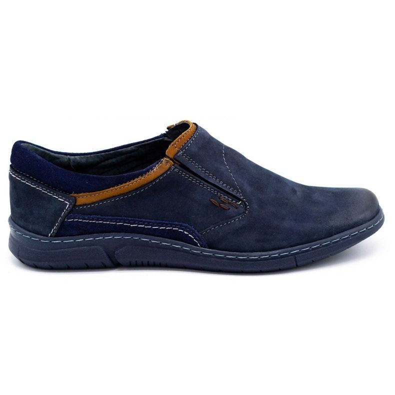 KOMODO Men's leather slip-on shoes 860K navy blue