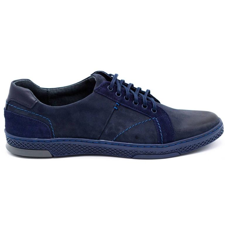 KOMODO Men's leather casual shoes 884K navy blue