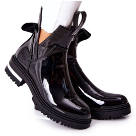 PS1 Women's Lacquered Boots With Cutouts Black Melbourne