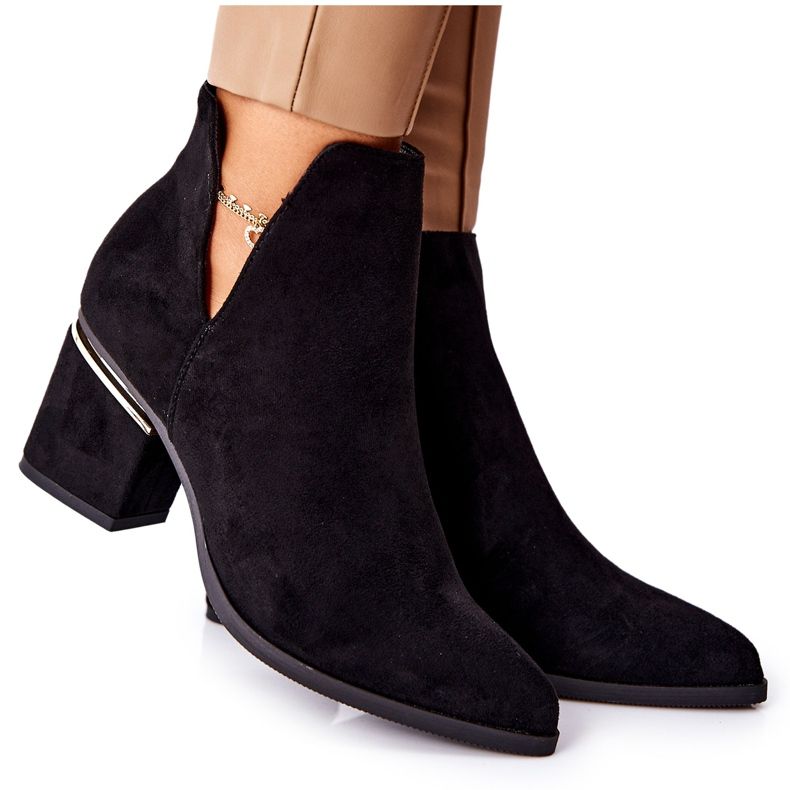 PS1 Women's Suede Boots With Cutouts Black Noel
