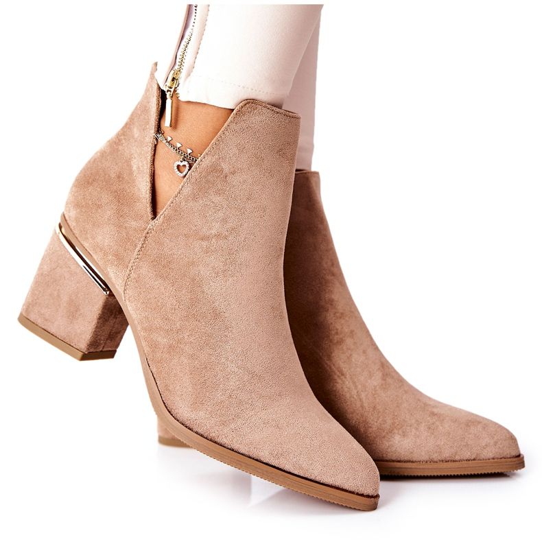 PS1 Women's Suede Booties With Cutouts Khaki Noel