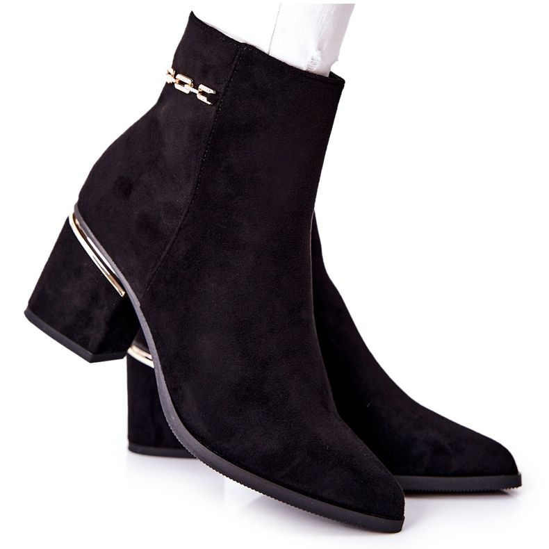 PS1 Women's Suede Boots On A Heel Black One Step