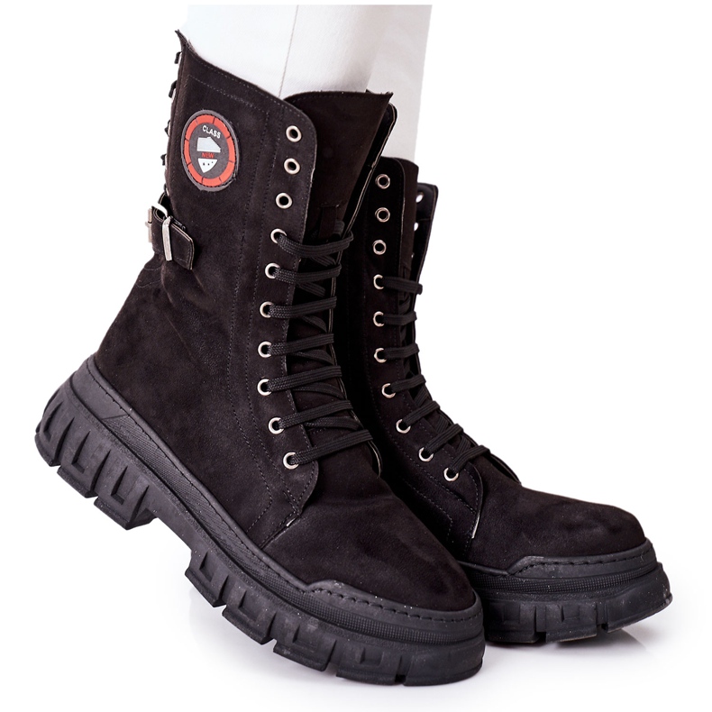 NAVY DOT Women's Boots Trappers Workers Black Monope