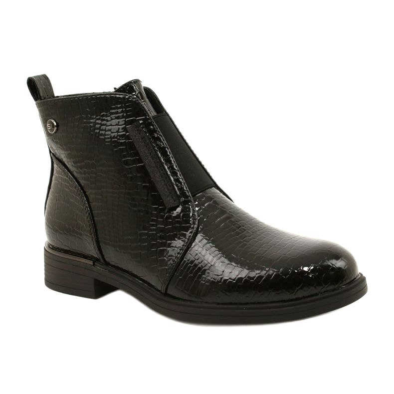 Patent ankle boots with animal pattern Sergio Leone BT400 Black