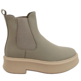 Chelsea boots with a thick sole in khaki NS222P Green Chelsea boots with a thick sole in khaki NS222P Green