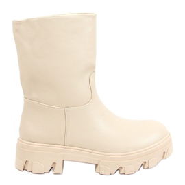 Boots with a straight upper QT19P Beige beige
