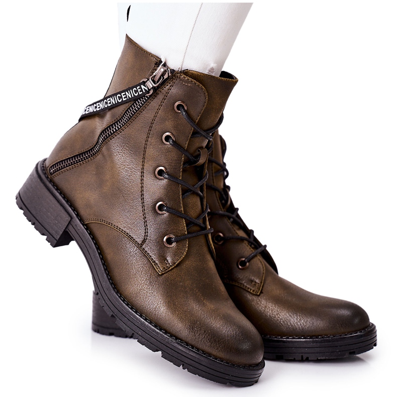 Vinceza Khaki Goorey Women's Worker Boots green