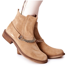 Women's Leather Boots Nicole Beige Dome