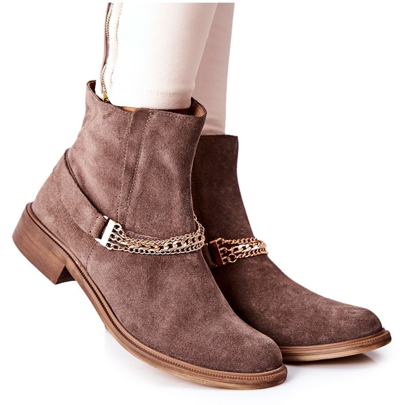 Women's Leather Boots Nicole Brown Dome