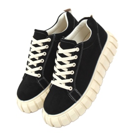 Black sneakers with a thick sole 85-737 Black