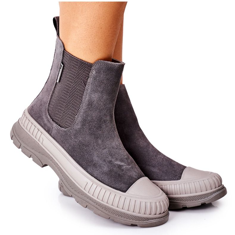 Women's Booties Chelsea boots Leather Suede Big Star II274353 Gray grey Women's Booties Chelsea boots Leather Suede Big Star II274353 Gray grey