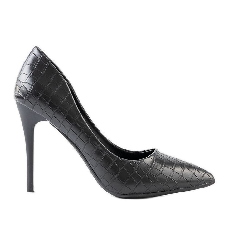 Black Ebony Crocodile Leather Stilettos Black Ebony Crocodile Leather Stilettos