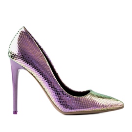 Audrey's purple iridescent high heels