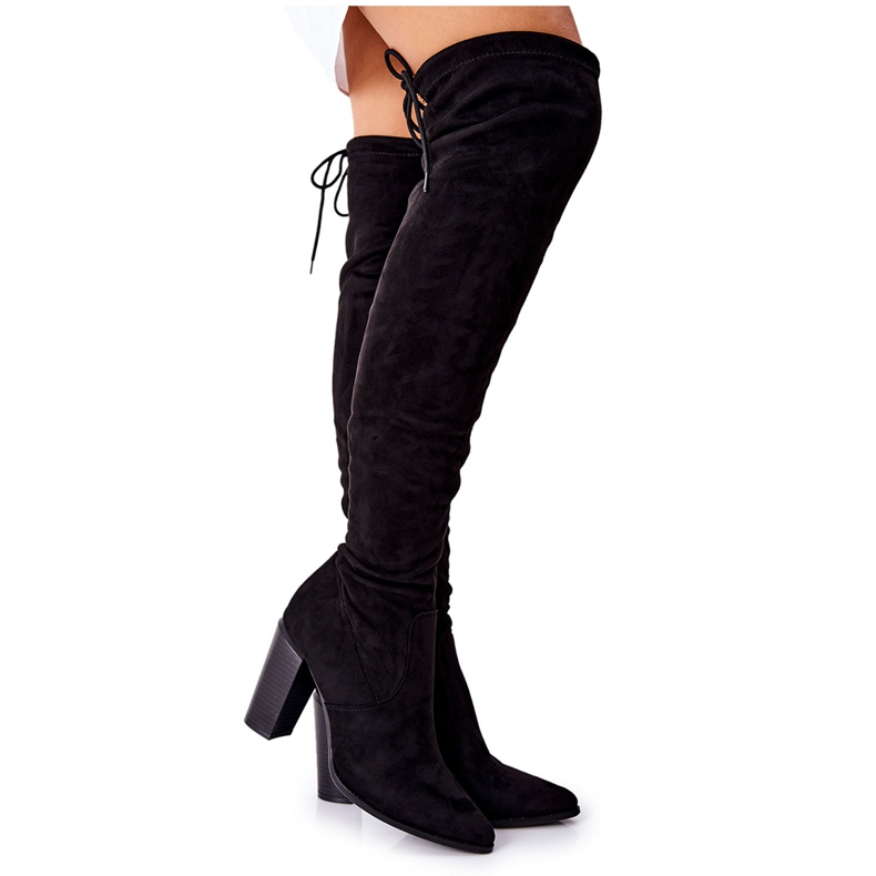 Vinceza Women's Boots On Heel Suede Black Monleek