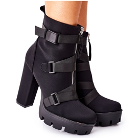FB3 Women s Velvet Boots On A Heel Black Hurry Up