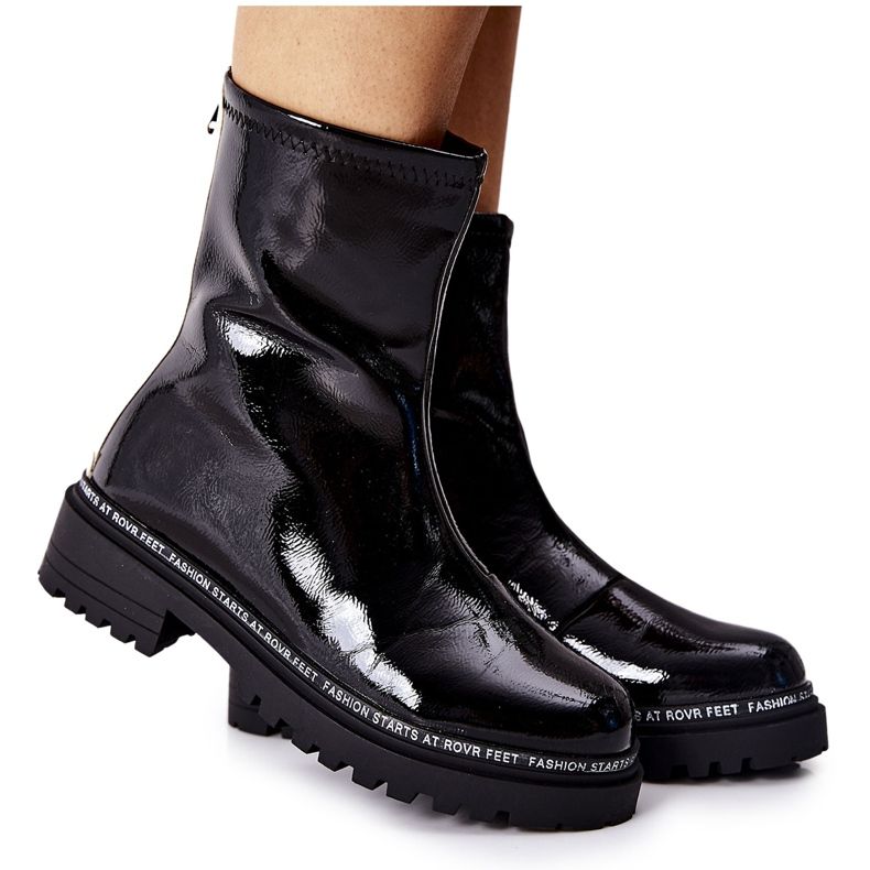 S.Barski Women's Warm Black Lacquered Boots Merellien S.Barski Women's Warm Black Lacquered Boots Merellien