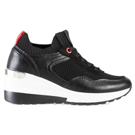 SHELOVET Slip-on Sneakers With Mesh black SHELOVET Slip-on Sneakers With Mesh black