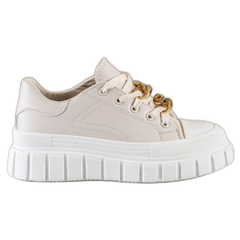 SHELOVET Sneakers With Fashion Chain beige SHELOVET Sneakers With Fashion Chain beige