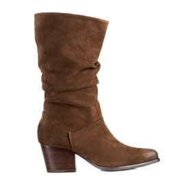 Boots with a pleated VINCEZA upper brown Boots with a pleated VINCEZA upper brown