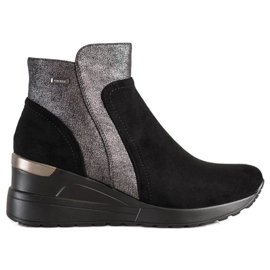Fashionable boots on the VINCEZA wedge black silver grey Fashionable boots on the VINCEZA wedge black silver grey