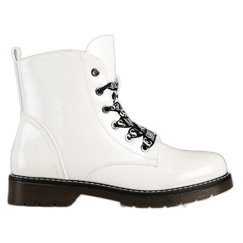 Boots With Decorative VINCEZA Binding white