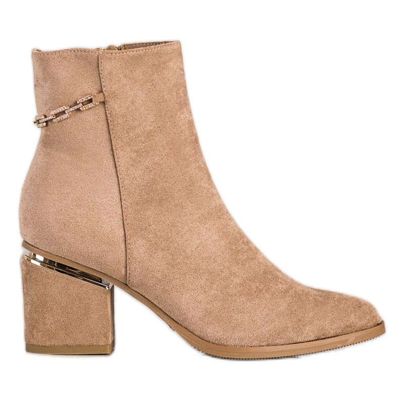 Seastar Suede Booties With A Chain beige