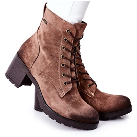 Vinceza Women's Boots On a Heel Warm Suede Beige Dunaff brown