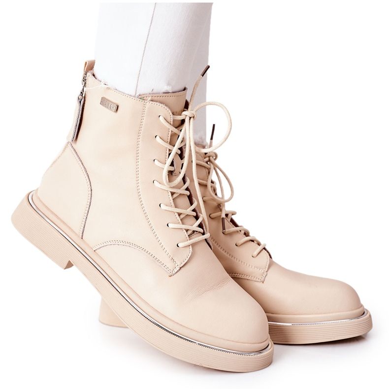 Women's Leather Boots GOE II2N4015 Beige