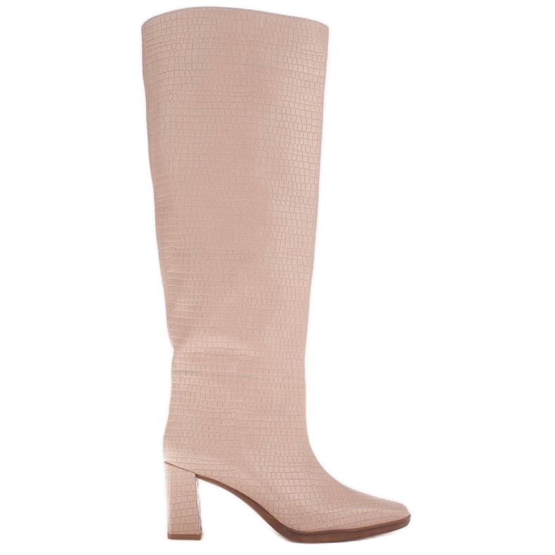Marco Shoes Heeled boots for a wide calf beige